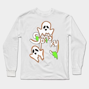Spooky Ghosts with an orange brim Long Sleeve T-Shirt
